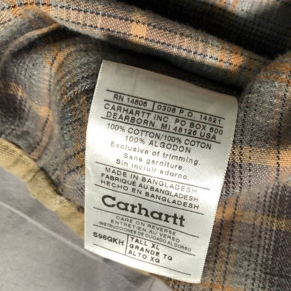 Vintage Carhartt Mens Shirt Jacket XLT Khaki Flannel Lined Snap Shacket S96GKH - Picture 11 of 16